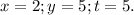 x=2; y=5; t=5.