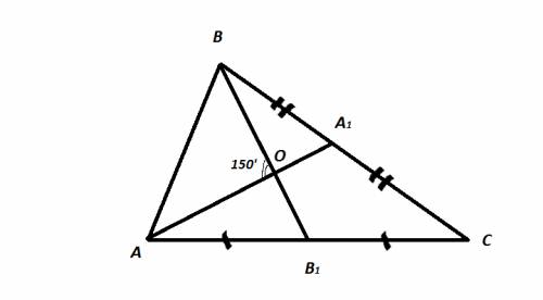 Втреугольнике abc из вершин a и b проведены медианы aa1 и bb1. найдите площадь треугольника aob если