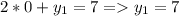 2*0+y_1=7=y_1=7