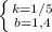 \left \{ {{k=1/5} \atop {b=1,4}} \right.