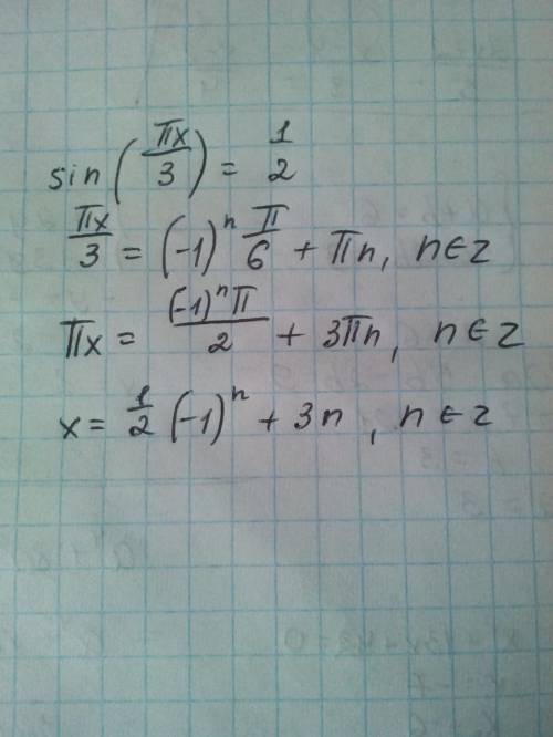 Найдите корень уравнения sin (пx)/3= 0,5. в ответе напишите наименьший положительный корень.