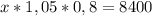 x*1,05*0,8=8400