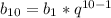 b_{10}=b_1* q^{10-1}