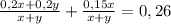 \frac{0,2x+0,2y}{x+y}+\frac{0,15x}{x+y}=0,26