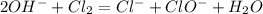 2OH^{-}+Cl_{2} = Cl^{-}+ClO^{-}+H_{2}O