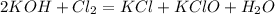 2KOH + Cl_{2} = KCl + KClO + H_{2}O