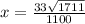 x= \frac{33\sqrt{1711}}{1100}