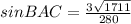 sinBAC=\frac{3\sqrt{1711}}{280}