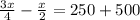 \frac{3x}{4} - \frac{x}{2} = 250+500