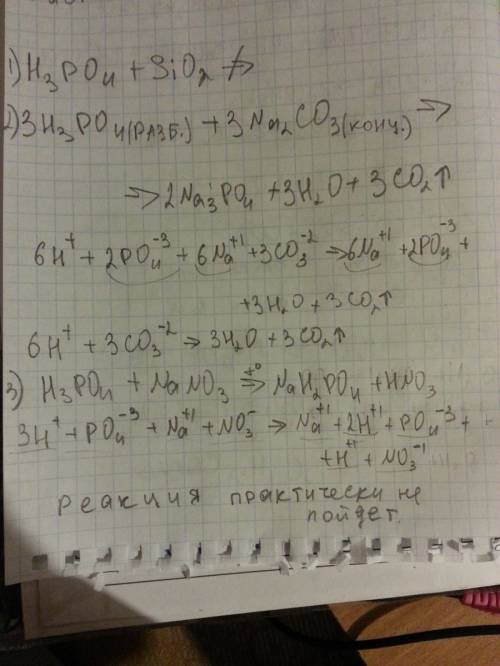 Ортофосфорная кислота реагирует с sio2 na2co3 nano3 ba(oh)2 напишите молекулярные и ионно молекулярн