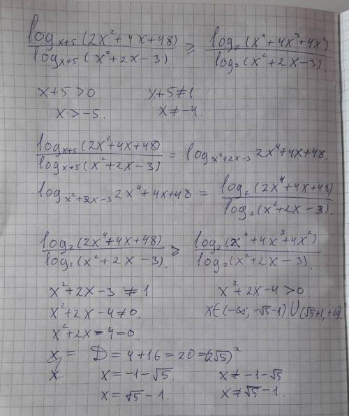 Решите неравенство. logx+5(2x+4x+