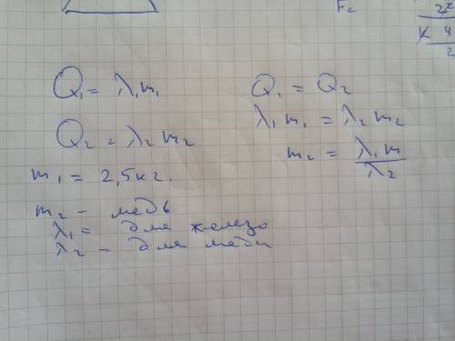 1.)какое количество теплоты необходимо для плавления железа массой 2,5кг,взятого при температуре пла