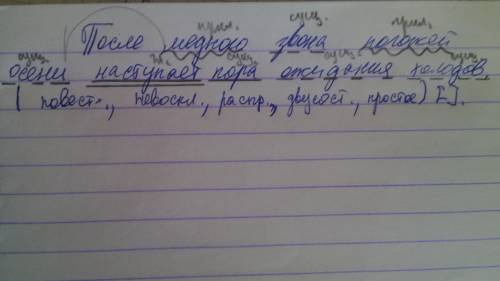 Синтаксический разбор бредложения после медного звона погожей осени наступает пора ожидания холодов