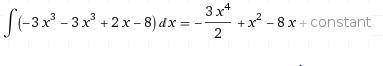 Найти все первообразные функции f(x)=-3x3-3x3+2x-8​