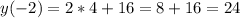 y(-2)=2*4+16=8+16=24