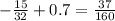 -\frac{15}{32} +0.7= \frac{37}{160}