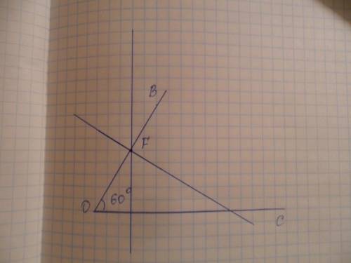Построй угол boc,равный 60 градусов.отметь на стороне ob точку f и проведи через нее прямые перпенди
