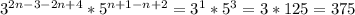 3^{2n-3-2n+4} * 5^{n+1-n+2} = 3^{1} * 5^{3} = 3*125 = 375