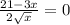 \frac{21-3x}{2\sqrt{x}}=0&#10;