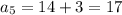 a_5=14+3=17