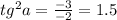 tg^2 a=\frac{-3}{-2}=1.5