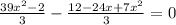 \frac{39 x^{2} -2}{3}-\frac{12-24x+7x^{2}}{3}=0