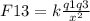 F13=k \frac{q1q3}{x ^{2} }