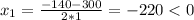 x_1=\frac{-140-300}{2*1}=-220