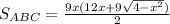 S_{ABC}=\frac{9x(12x+9\sqrt{4-x^2})}{2}