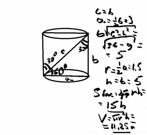 Восевом сечении цилиндра диагональ образует с плоскостью основания угол 60*. найти площадь поверхнос