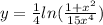 y=\frac{1}4ln(\frac{1+x^2}{15x^4})