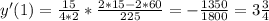 y'(1)=\frac{15}{4*2}*\frac{2*15-2*60}{225}=-\frac{1350}{1800}=3\frac{3}4