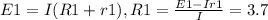 E1=I(R1+r1), R1= \frac{E1-Ir1}{I} =3.7