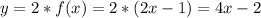 y=2*f(x)=2*(2x-1)=4x-2