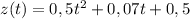 z(t)=0,5t^2+0,07t+0,5