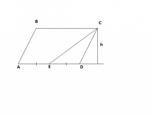 Площадь параллелограмма abcd равна 152. точка е-середина стороны ad. найдите площадь трапеции aecb
