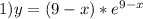 1) y=(9-x)*e^{9-x}