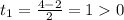 t_{1}= \frac{4-2}{2}=10