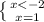 \left \{ {{x < -2} \atop {x=1}} \right.