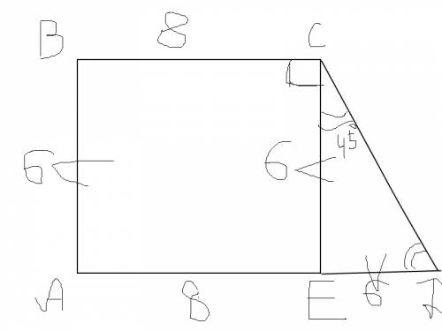 Основания прямоугольной трапеции - 8 и 14 см. один из углов 135градусов. найди меньшую боковую сторо