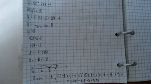 Спроизводной найти точки экстремума функции y=5x(квадрат)+5x+3