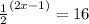 \frac{1}{2}^{(2x-1)} = 16