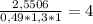 \frac{2,5506}{0,49*1,3*1}=4