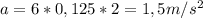 a=6*0,125*2=1,5m/s ^{2}