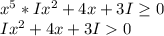 x^{5} *I x^{2} +4x+3I \geq 0 \\ I x^{2} +4x+3I0