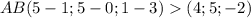 AB ( 5-1;5-0;1-3) (4;5;-2)