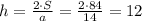 h= \frac{2\cdot S}{a} = \frac{2\cdot84}{14}=12