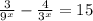 \frac{3}{9^{x}} - \frac{4}{3^x}=15