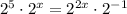 2 ^{5} \cdot 2 ^{x} =2 ^{2x} \cdot 2 ^{-1}