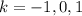 k=-1, 0, 1